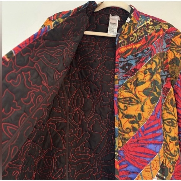 Chico's Women's Heritage Quilted Reversible Jacket Blazer Multicolor Size L - Picture 8 of 9